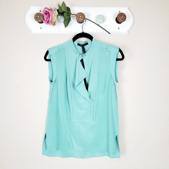 BCBGMaxazria Green Kori Silk Sleeveless Blouse - Picture 1 of 14